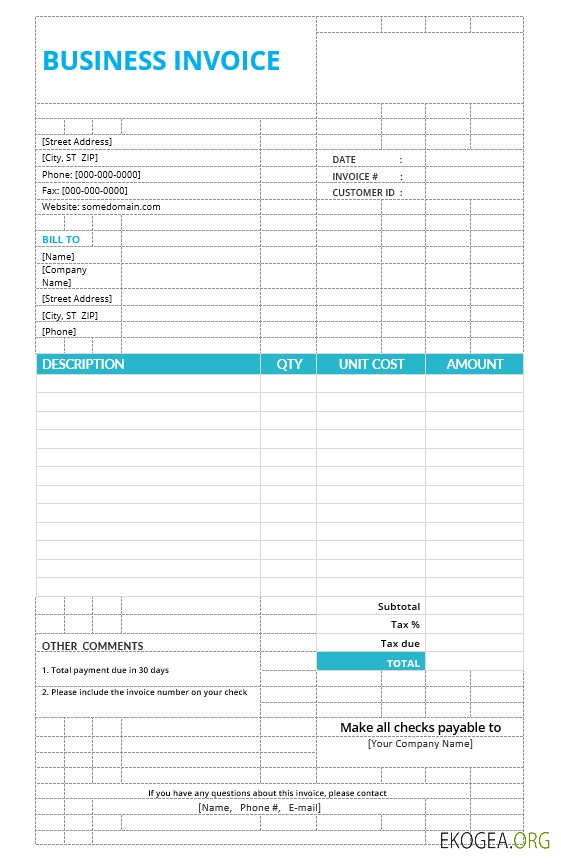 Modèle de facture professionnelle de base